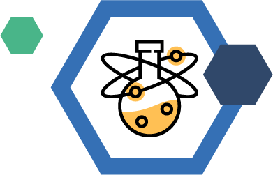 hexagon shapes with science beaker icon