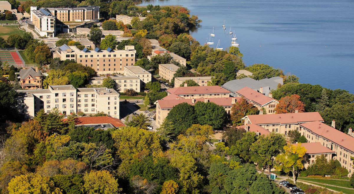 Aerial view of Lakeshore halls