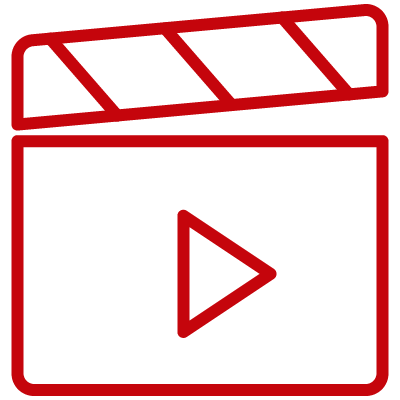Red video scene card icon