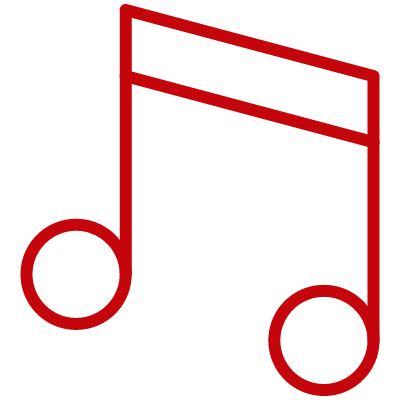 Red music note icon