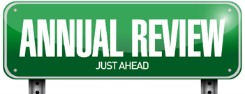 Annual review road sign