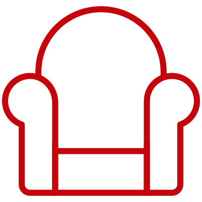 Red armchair icon