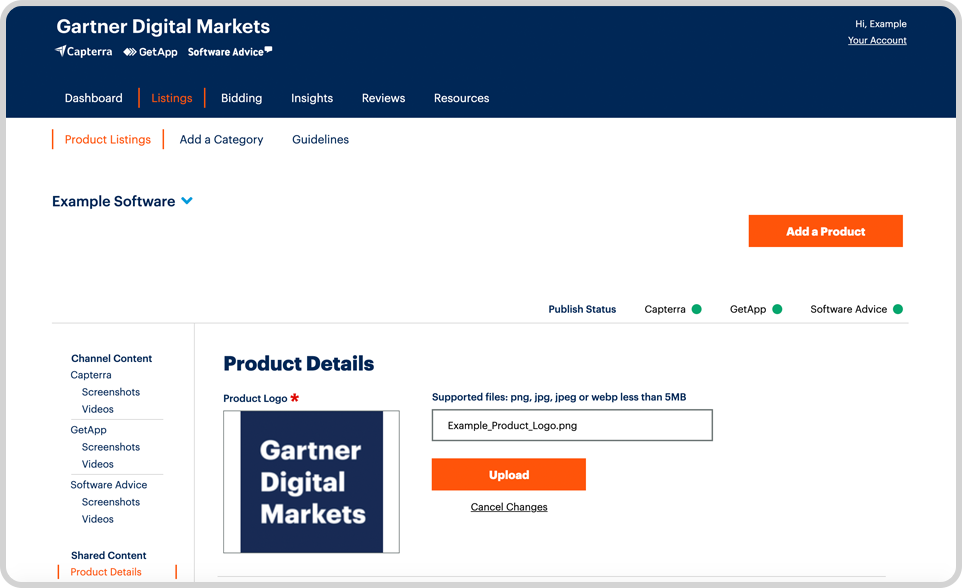 product screen shot