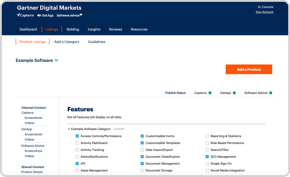 product screen shot