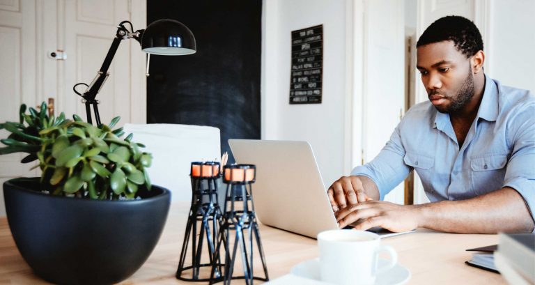 man at desk