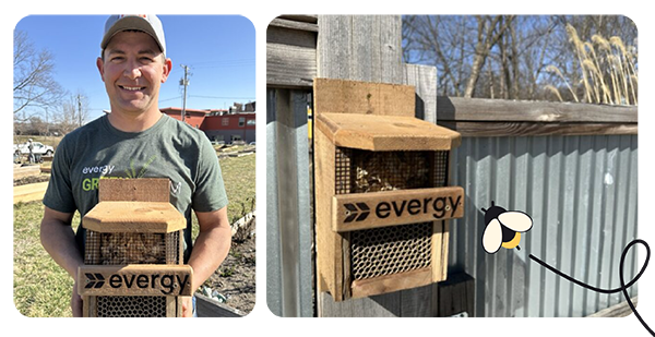 Bee box made of recycled utlity poles