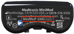 Back of MiniMed™ 630G Insulin Pump showing serial number