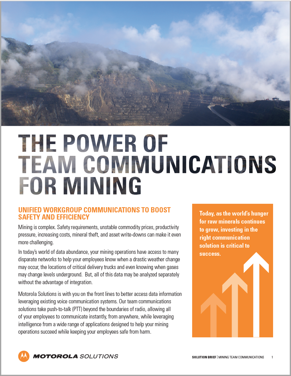 MINING TEAM COMMUNICATIONS BRIEF LANDING PAGE
