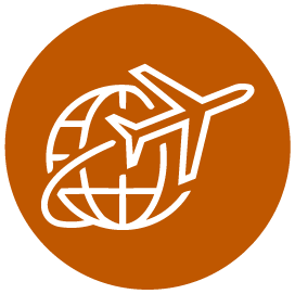 Plane circling the globe icon