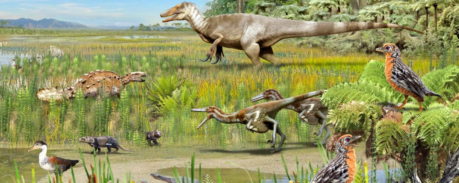 Digital rendition of dinosaurs