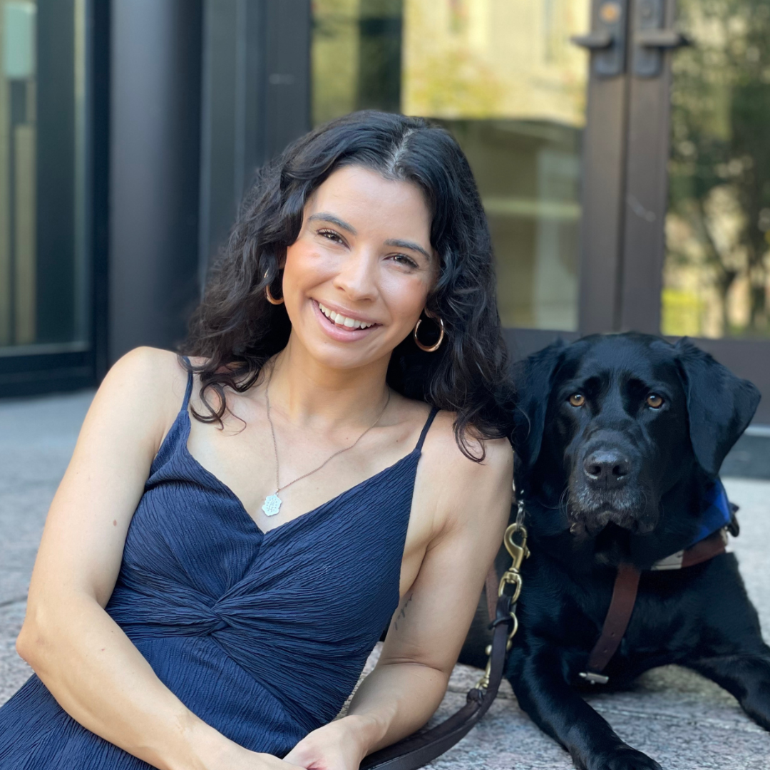 Photo of Emily Eagle and her dog, Rebel