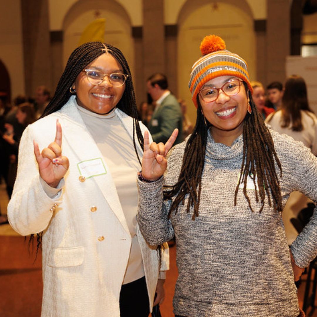 Photo of Texas Law alumna with student