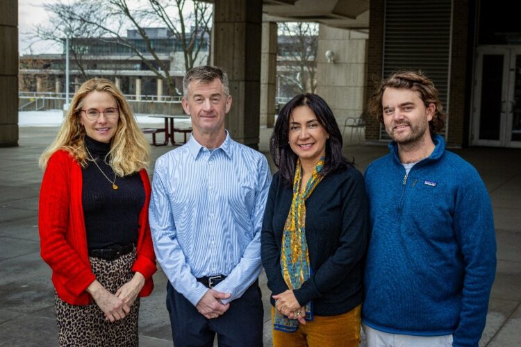 The PFAS research team: Lyn van Swol, Bret Shaw, Cristina Carvajal, Gavin Dehnert. Image credit: Hannah Hein of University of Wisconsin–Madison