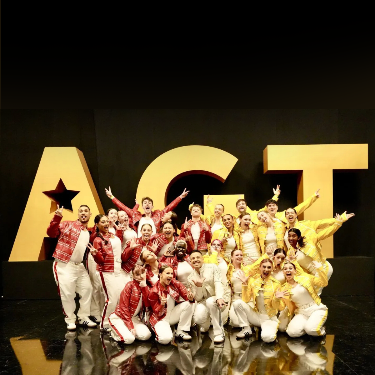 Members of Barrio Dance pose on the set of America's Got Talent. Photo courtesy of Barrio Dance.