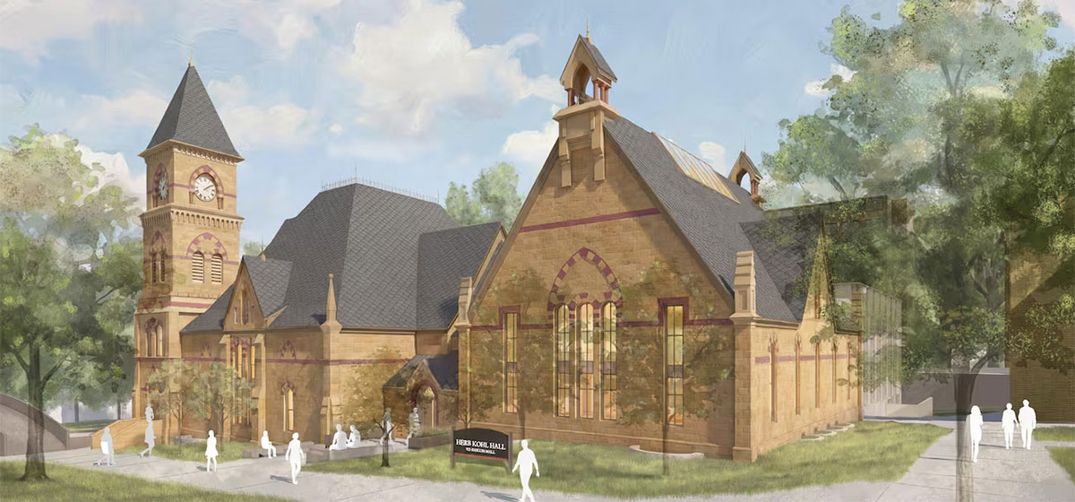 Rendering of the exterior of Herb Kohl Hall.
