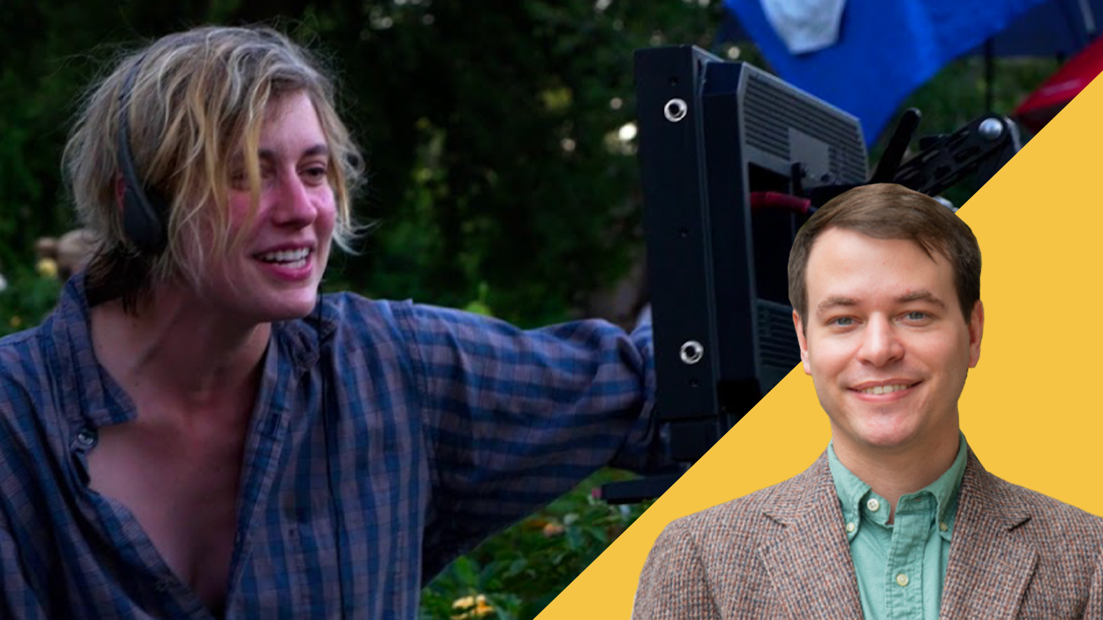 Film studies graduate student pate Duncan is pictured in a photo illustration alongside director Greta Gerwig.