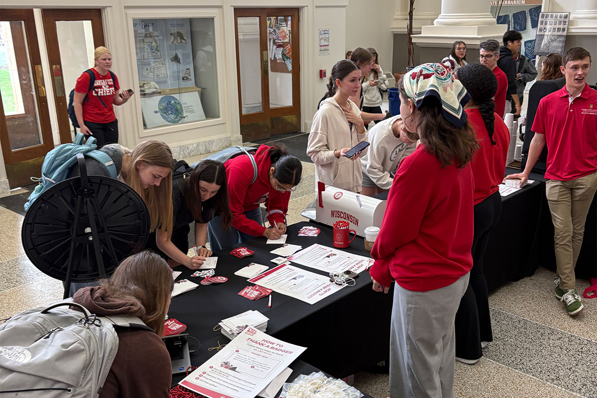 Students writing thank you cards during 2026 Day of the Badger Café.