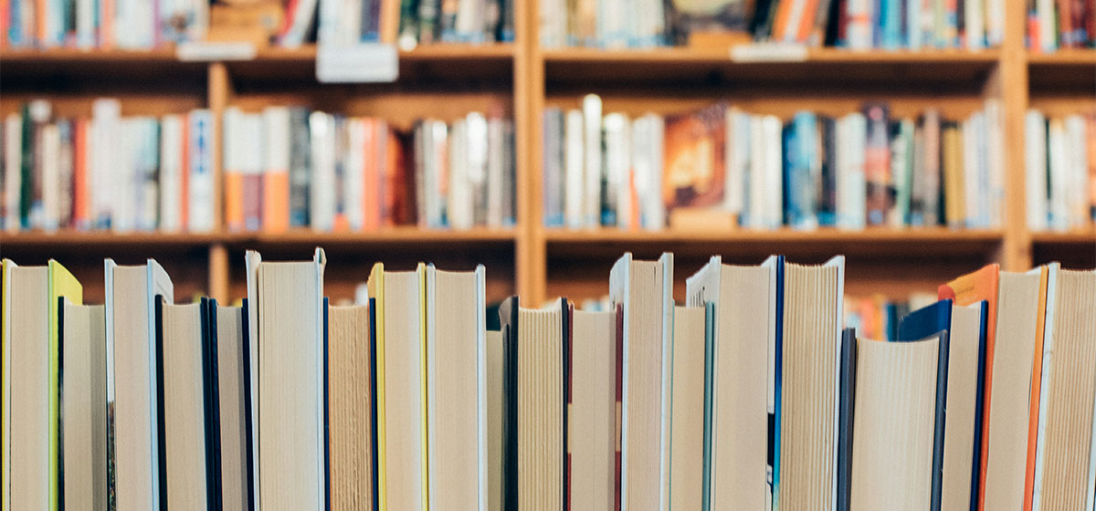 Book shelves of books.