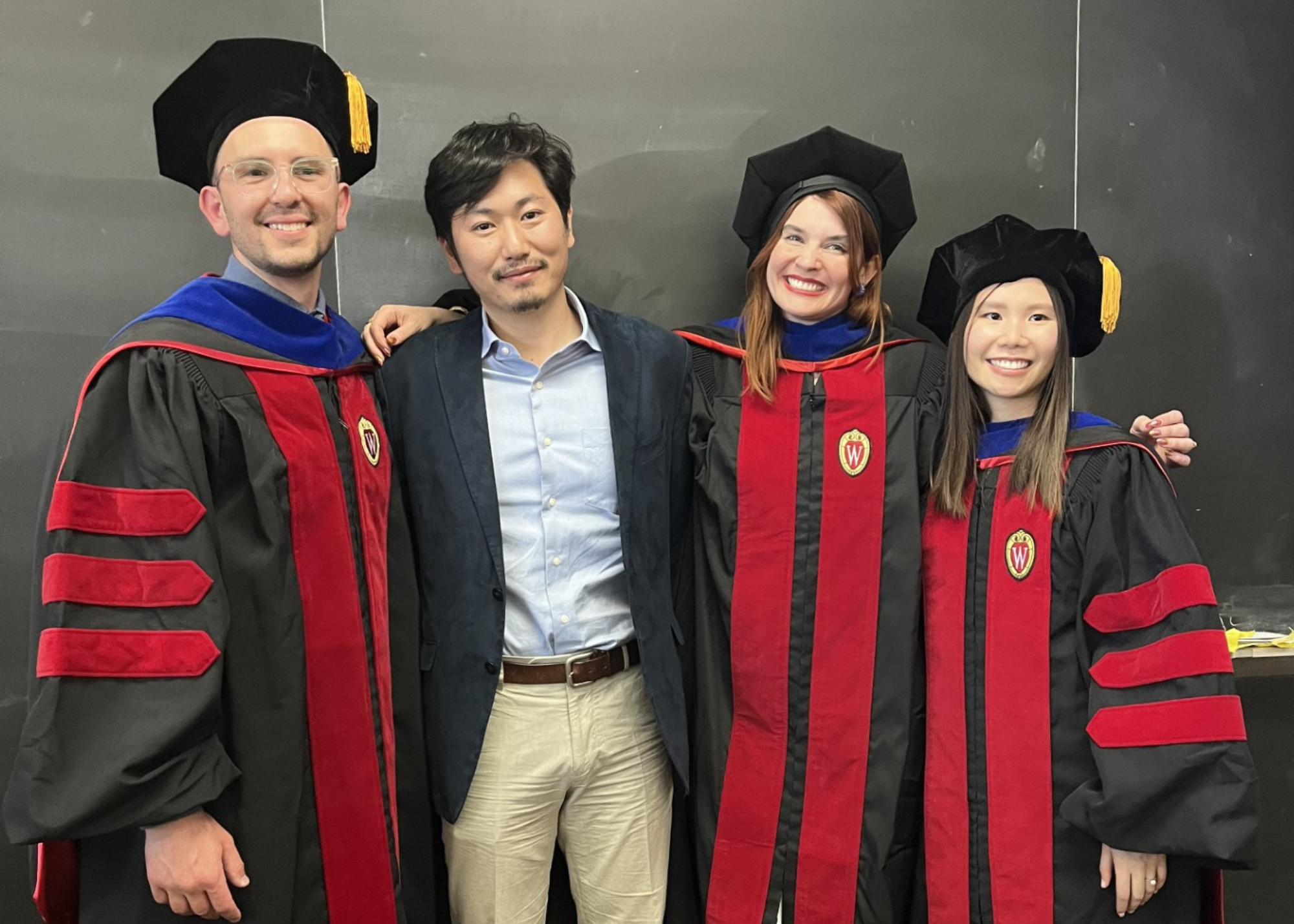 PhD graduates Alex Mikulas, Shiro Furuya, Grace Venechuk, and Anita Li.