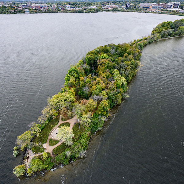 Aerial view of Picnic Point, Madison WI
