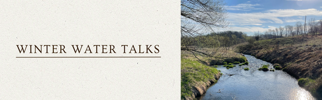 photo of a river in the late fall with the title Winter Water Talks