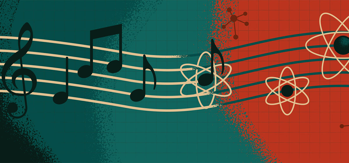 Illustration representing the range of courses from humanities to science. 