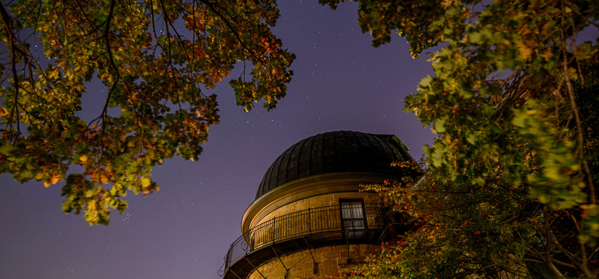 UW–Madison Washburn Observatory at night.