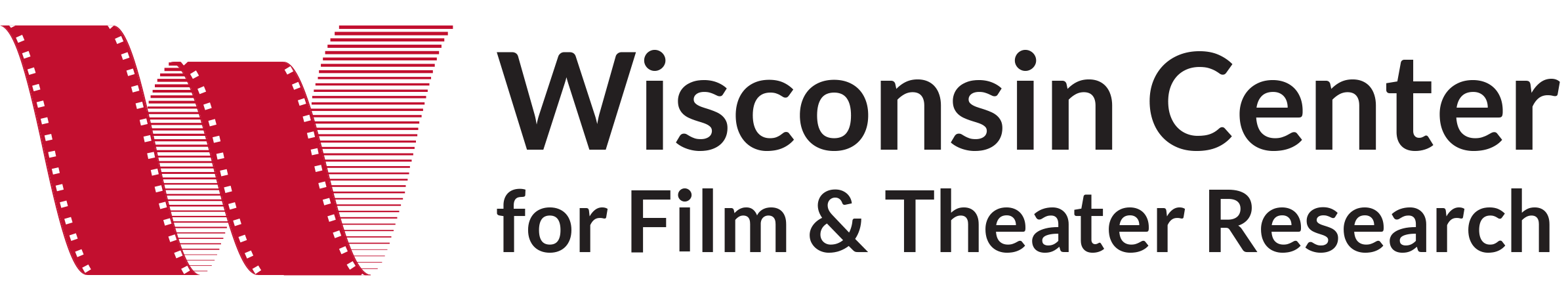 Wisconsin Center for Film and Theater Research logo, with a red film strip in the shape of the letter W.