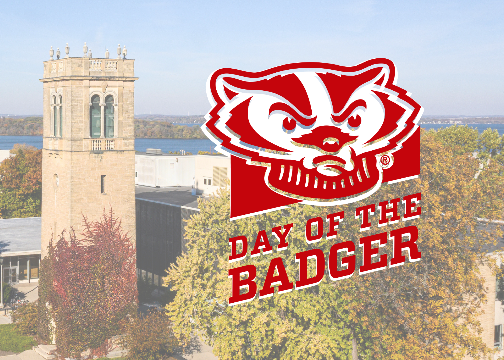 Day of the Badger logo over a photo of the carillon.