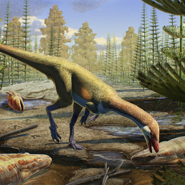 Artist rendering of how Ahvaytum bahndooiveche may have appeared around 230 million years ago