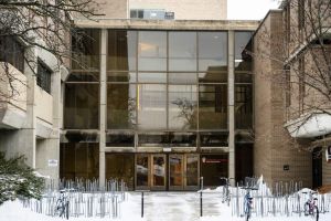 The entrance to a building