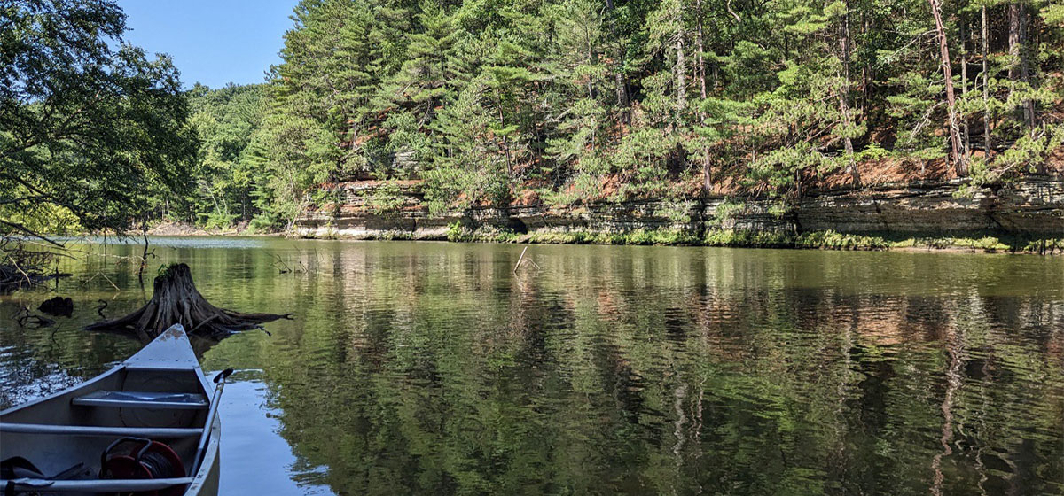 Photo of Wisconsin River with canoe.