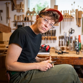 Image of UW Woodworking Professor Katie Hudnall by Taylor Wolfram