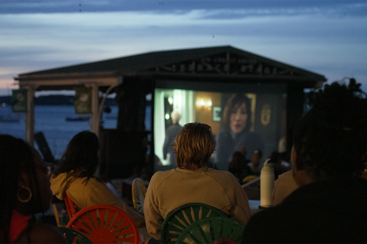 Night time at Memorial Union Terrace Lakeside Cinema