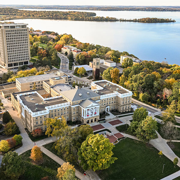 Aerial view of Bascom and part of campus.