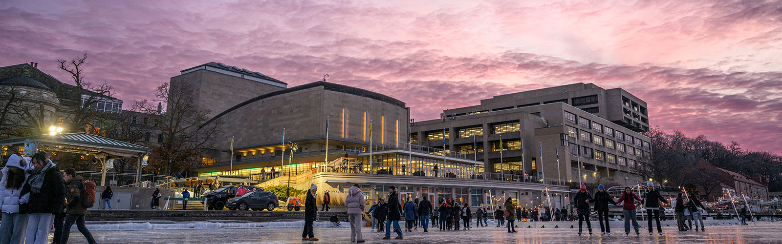 sunset over the Wisconsin Union